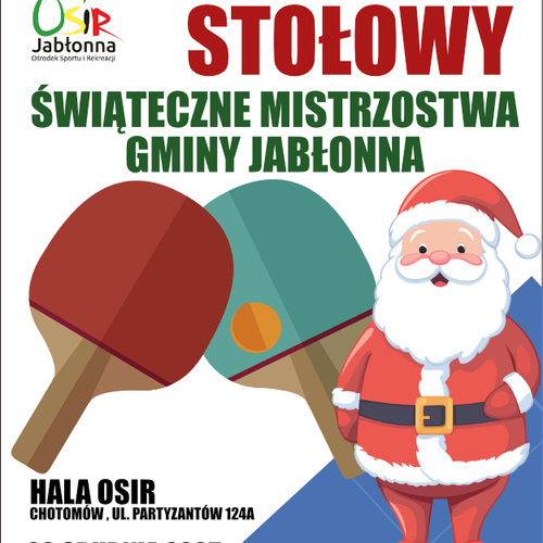 Obraz główny wydarzenia o tytule Świąteczne Mistrzostwa Gminy Jabłonna w Tenisie Stołowym 
