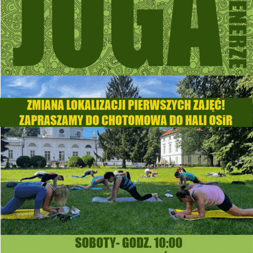 Obraz główny aktualności o tytule Sobotnia JOGA powraca! PIERWSZE ZAJĘCIA PRZENIESIONE DO HALI OSIR 